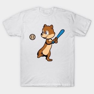 Cartoon squirrel playing baseball T-Shirt